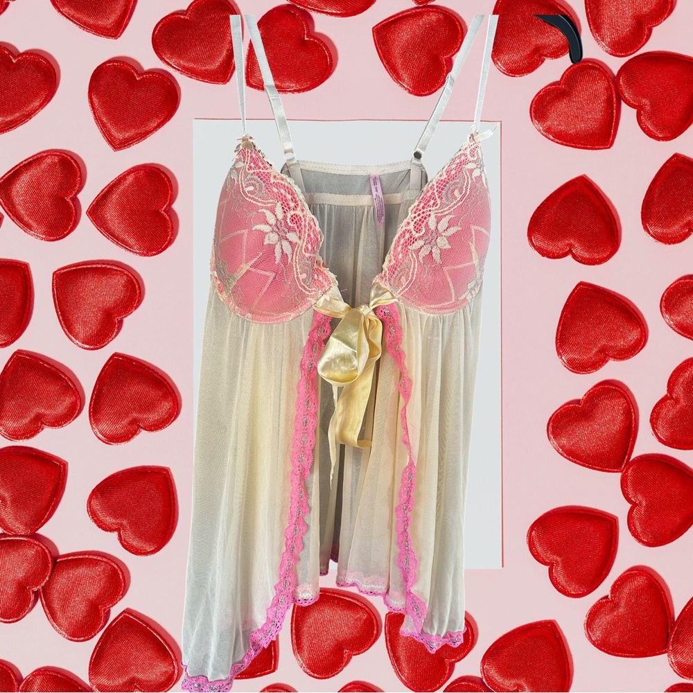 Native Intimates Pink and Cream Lace Chemise